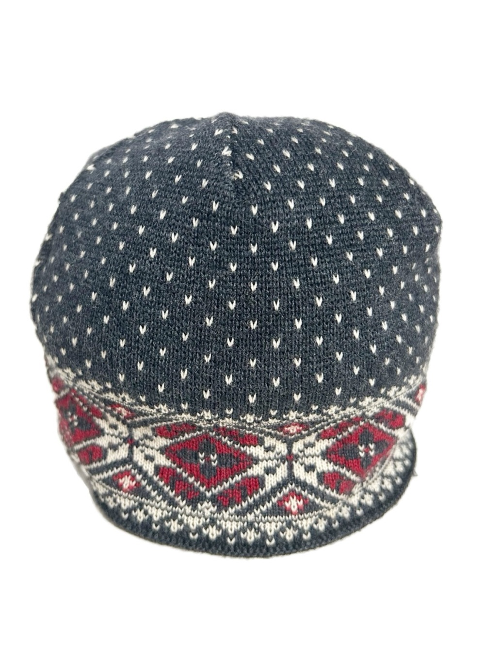 BULA Youth Wool Knit Beanie Black Red Cream Nordic Fair Isle Fleece Earband